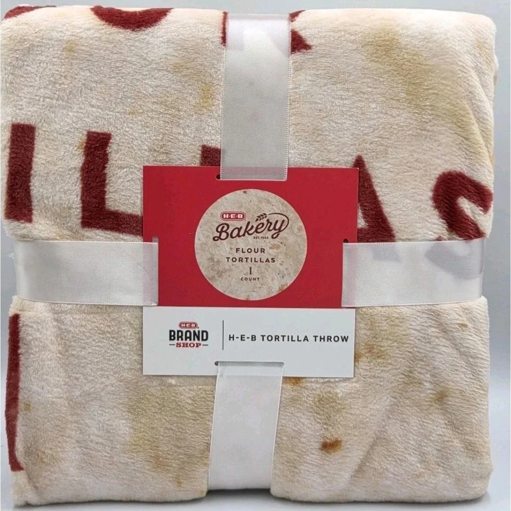HEB Brand Shop Tortilla Throw Blanket 70 Inch Round Flour Tortilla Fleece New